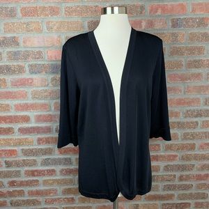 Exclusively Misook Open Front Black Cardigan, L